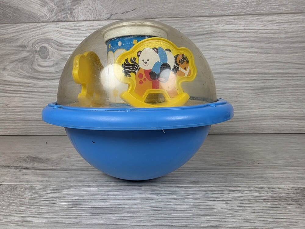 Fisher-Price Spin Toy Classic Roly Poly Chime Ball #1155 Carousel Vtg 1991 SU63